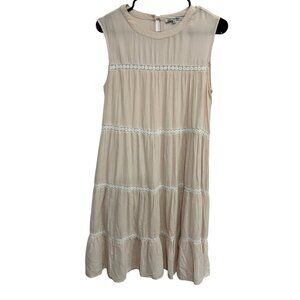 Little White Lies Sleeveless Tiered Midi Dress Lace Trim Sz Small